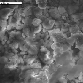 SEM image of aerosol particles near a cement plant