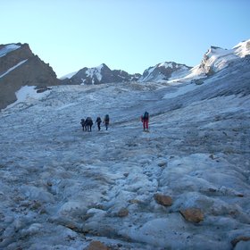 Walking on a glacier