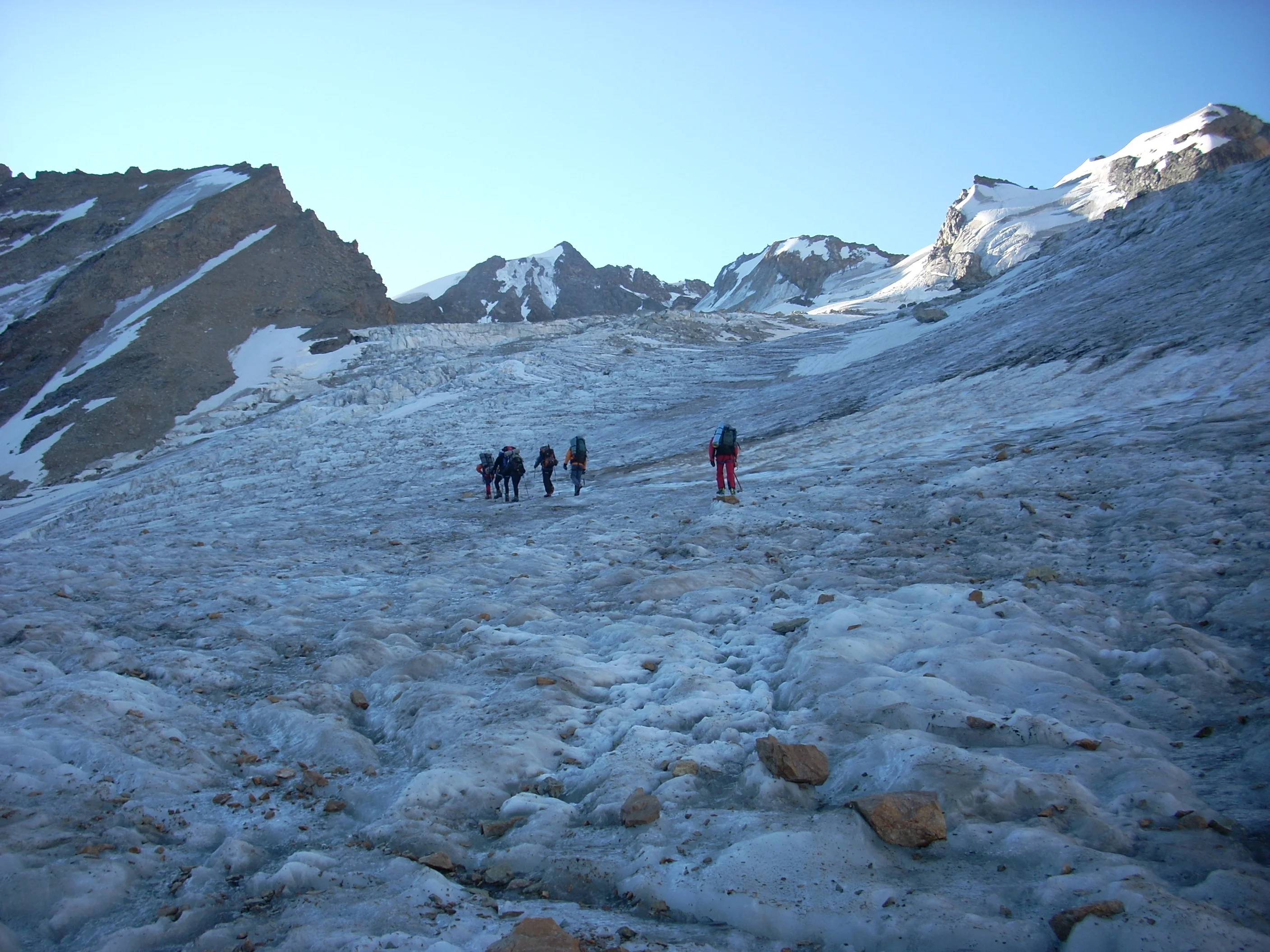 Walking on a glacier