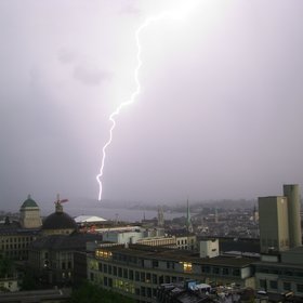 Zurich lit by lightning