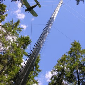 The An-2 aircraft measuring above an eddy flux tower.
