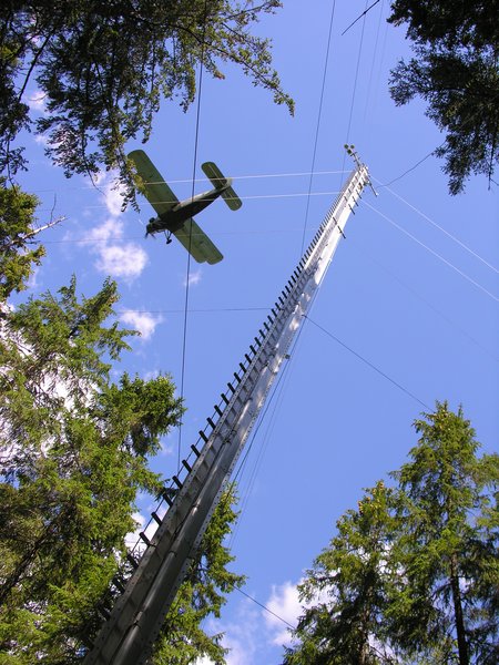 The An-2 aircraft measuring above an eddy flux tower.