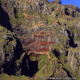 Layers of rock instrusive veins/apophysis, Iceland