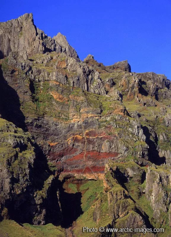 Layers of rock instrusive veins/apophysis, Iceland