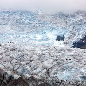Hikers on Svinafellsjokull Glacier, Vatnjokull Ice Cap, Iceland
