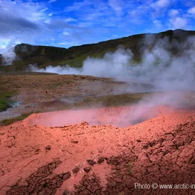 Boreholes and Steam rising, Hveragerdi, Iceland