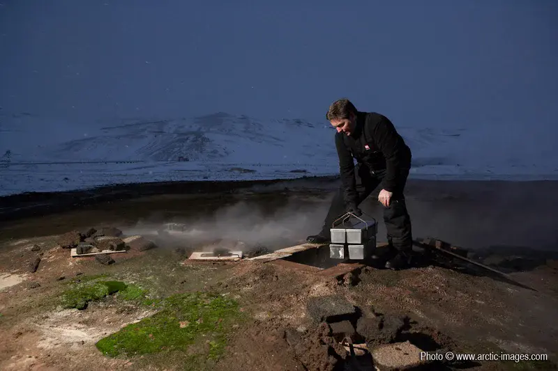 Cooking bread with geothermal heat underground, Myvatn, Iceland