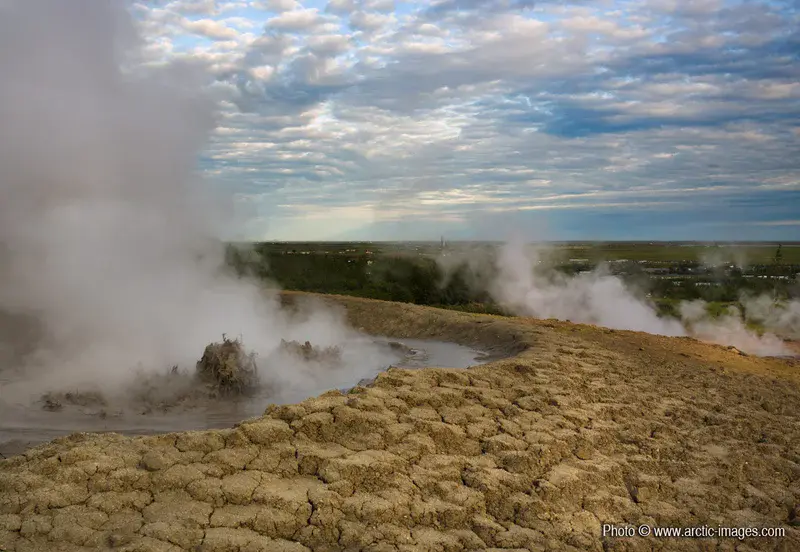 Mud boiling in geothermal hot springs, Hveragerdi, Iceland