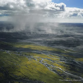 Sandstorm, Myrdalssandur outwash plain, Iceland