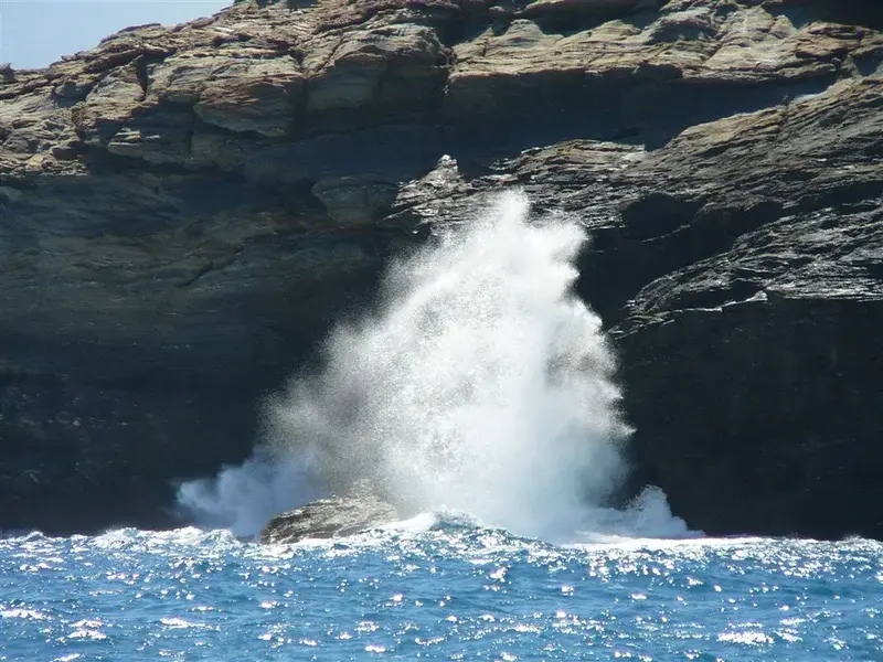 Rocks and Sea Waves in Andros Island, Greece