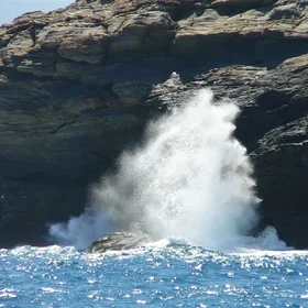 Rocks and Sea Waves in Andros Island, Greece