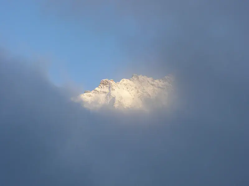 Jungfrau peak between clouds
