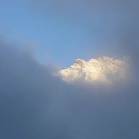 Jungfrau peak between clouds