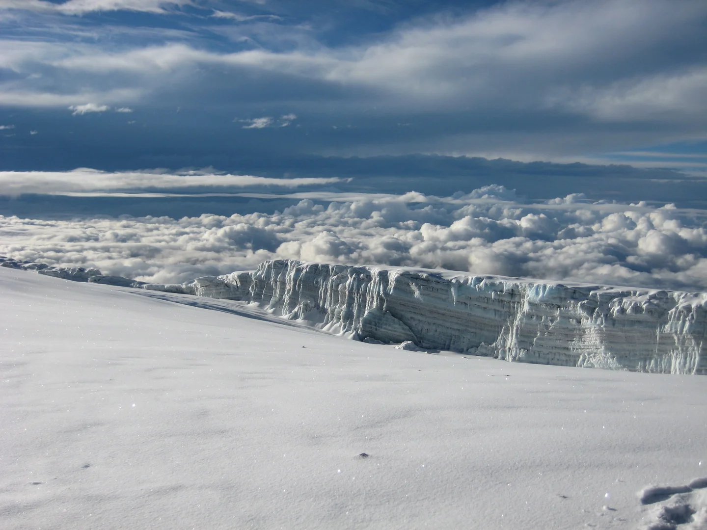 Snow covered glaciers on Kilimanajro