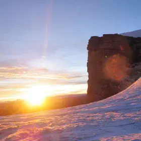 Sunrise in the peak of the only remaining glacier in the heart of western Pacific Warm Pool, Papua, Indonesia