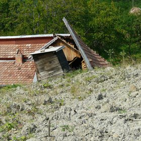 House damaged by Chirlesti mud flow, Buzau county, Romania