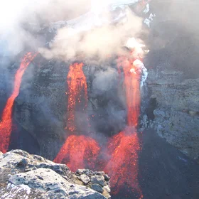 Lavafall at Fimmvörðuháls (Eyjafjallajökull, Iceland)