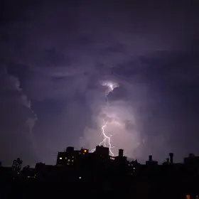 Lightning strikes in NYC during the big storm of 2009
