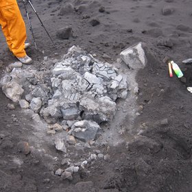 Fresh Volcanic Bomb at Suwanosejima volcano, Japan