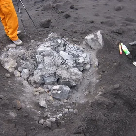 Fresh Volcanic Bomb at Suwanosejima volcano, Japan