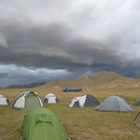 Arcus cloud over base camp at the Tibetan Plateau
