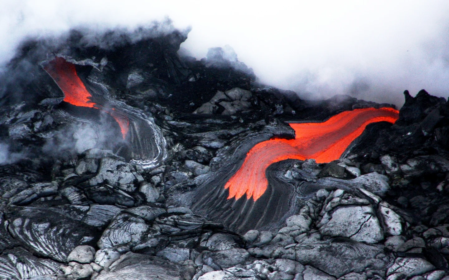 Lava flow into sea