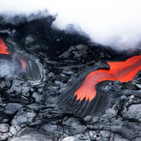 Lava flow into sea