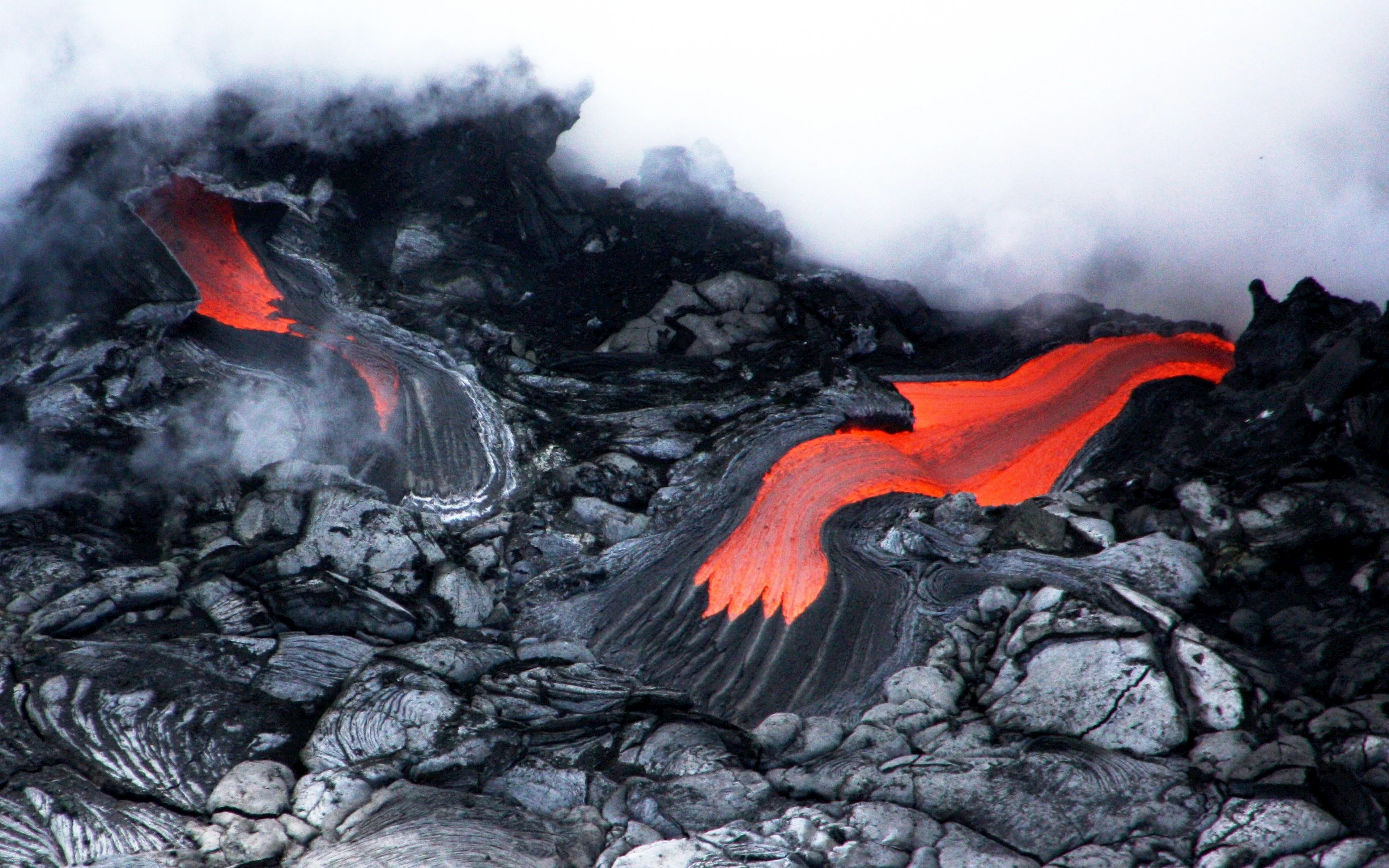 Lava flow into sea