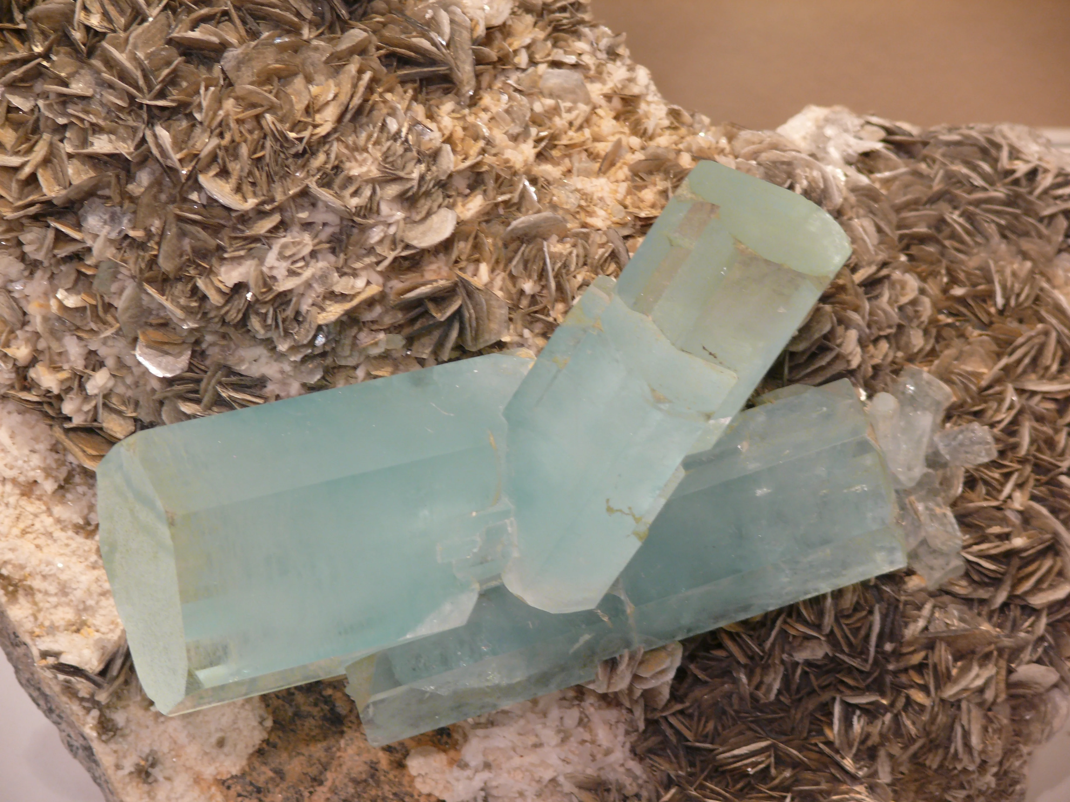 Aquamarine on Muscovite