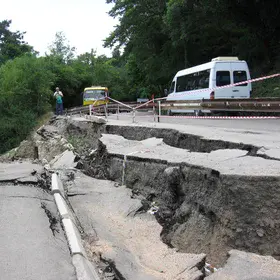 Landslides are in Crimea, Ukraine