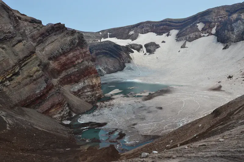 crater of the volcano Gorely, Kamchatka
