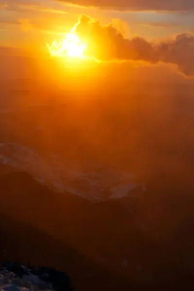 Sunrise on Ceahlau Mountain (1750) and Dochia Valley