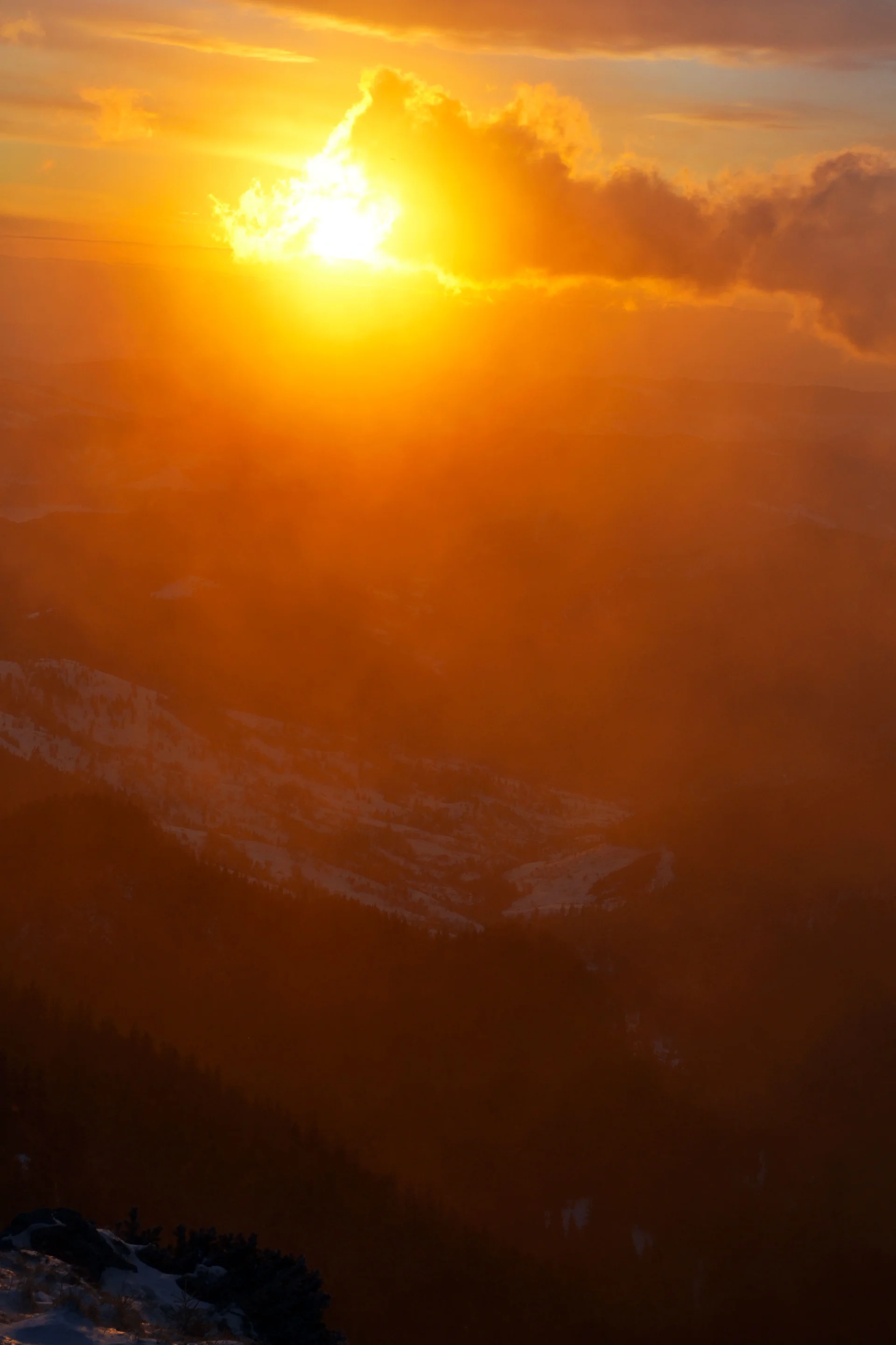 Sunrise on Ceahlau Mountain (1750) and Dochia Valley