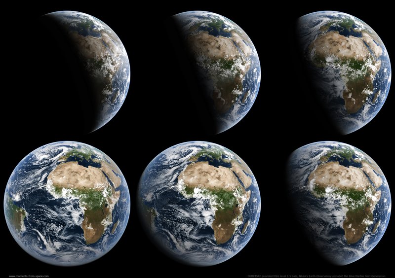 The Waxing Earth from a Geostationary Perspective