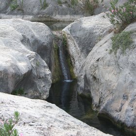 Waterfall and pool on limestone