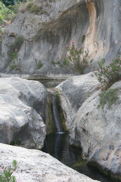 Waterfall and pool on limestone