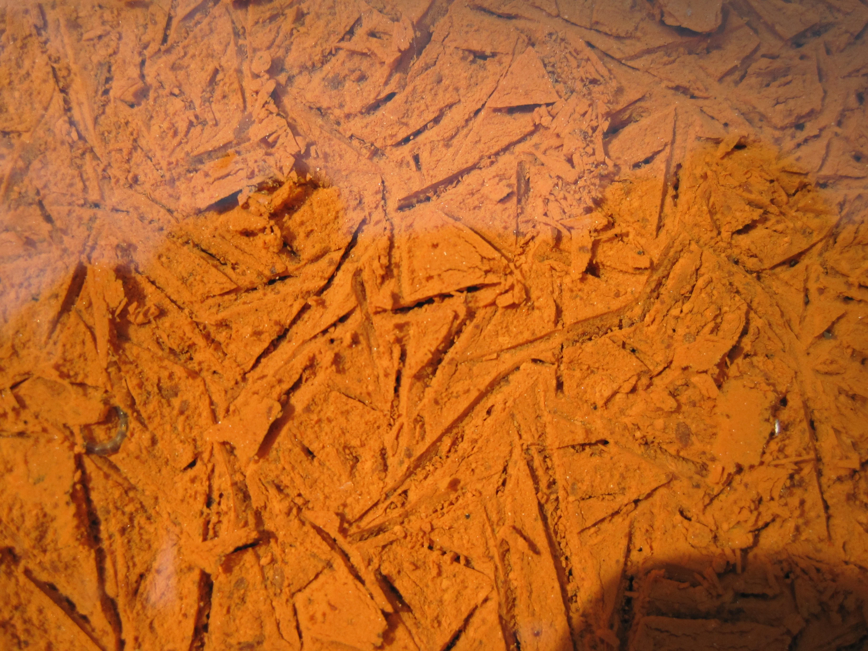 Melted ice molds in iron oxide