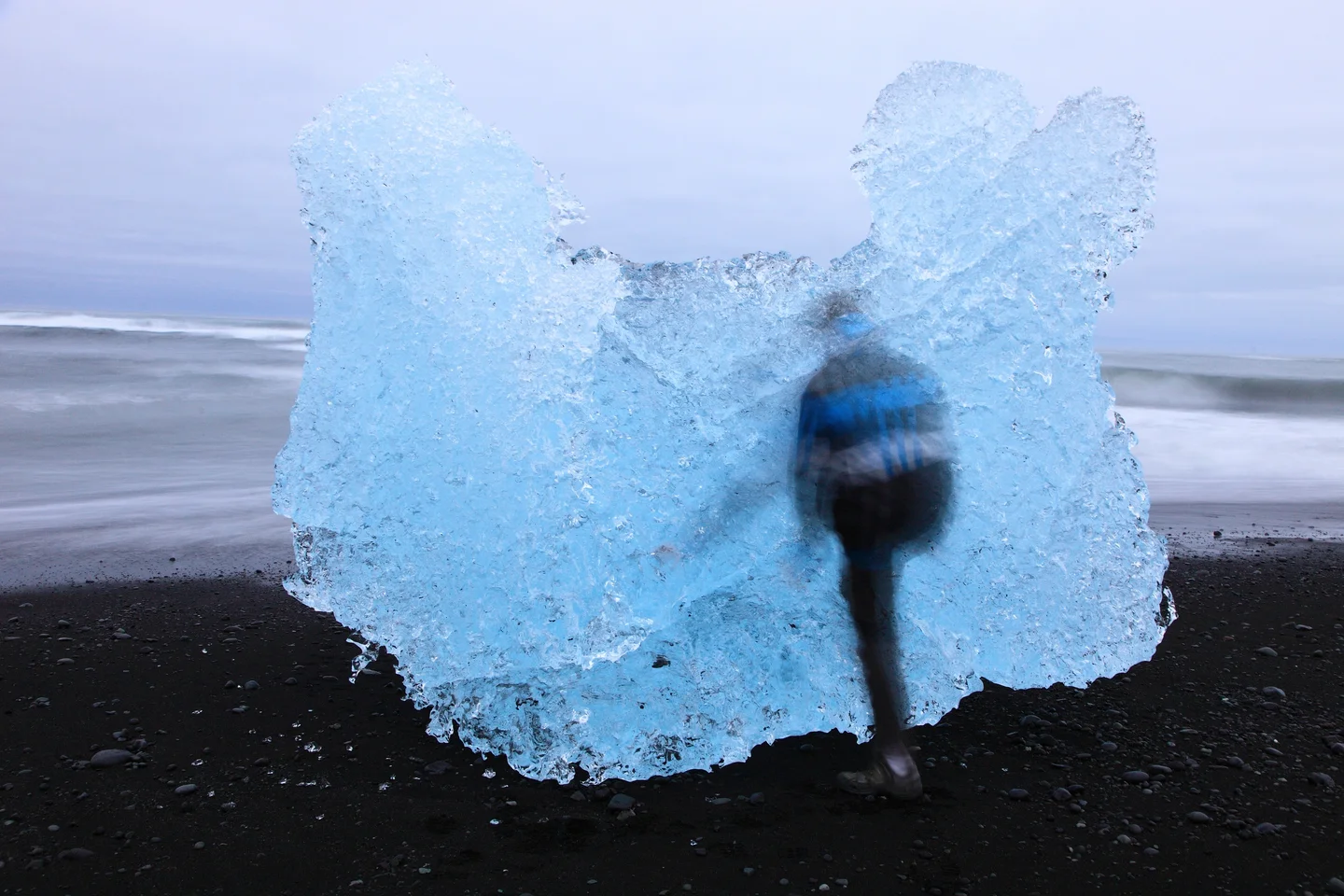 Human shadow in ice