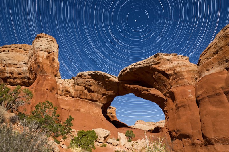 Star trails at Arches