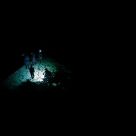 Speleologists on ice