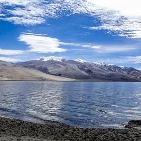 Panoramic view of Lake Tso Moriri, India