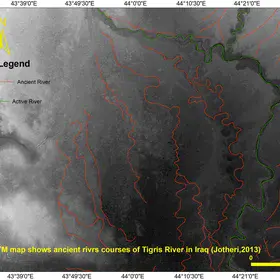 SRTM map shows ancient course of Tigris River in Iraq