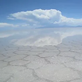 Flying above the Salar de Uyuni in Bolivia