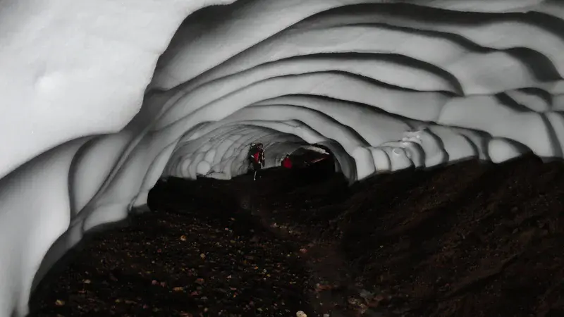 Ice cave dug by hotsprings, Iceland