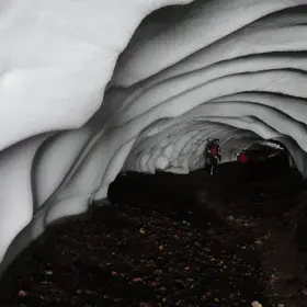 Ice cave dug by hotsprings, Iceland