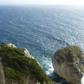 Mediterranean sea under high wind condition, near the coast of Boniacio (Corsica, France)
