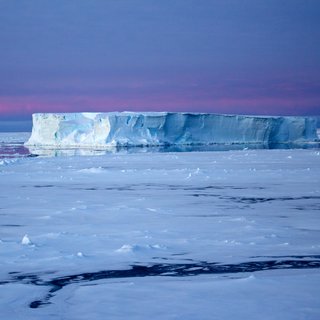 Table iceberg at night in the Antarctic