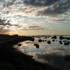 Glacial erratics in the evening sun