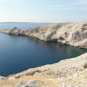 White stone, blue sea