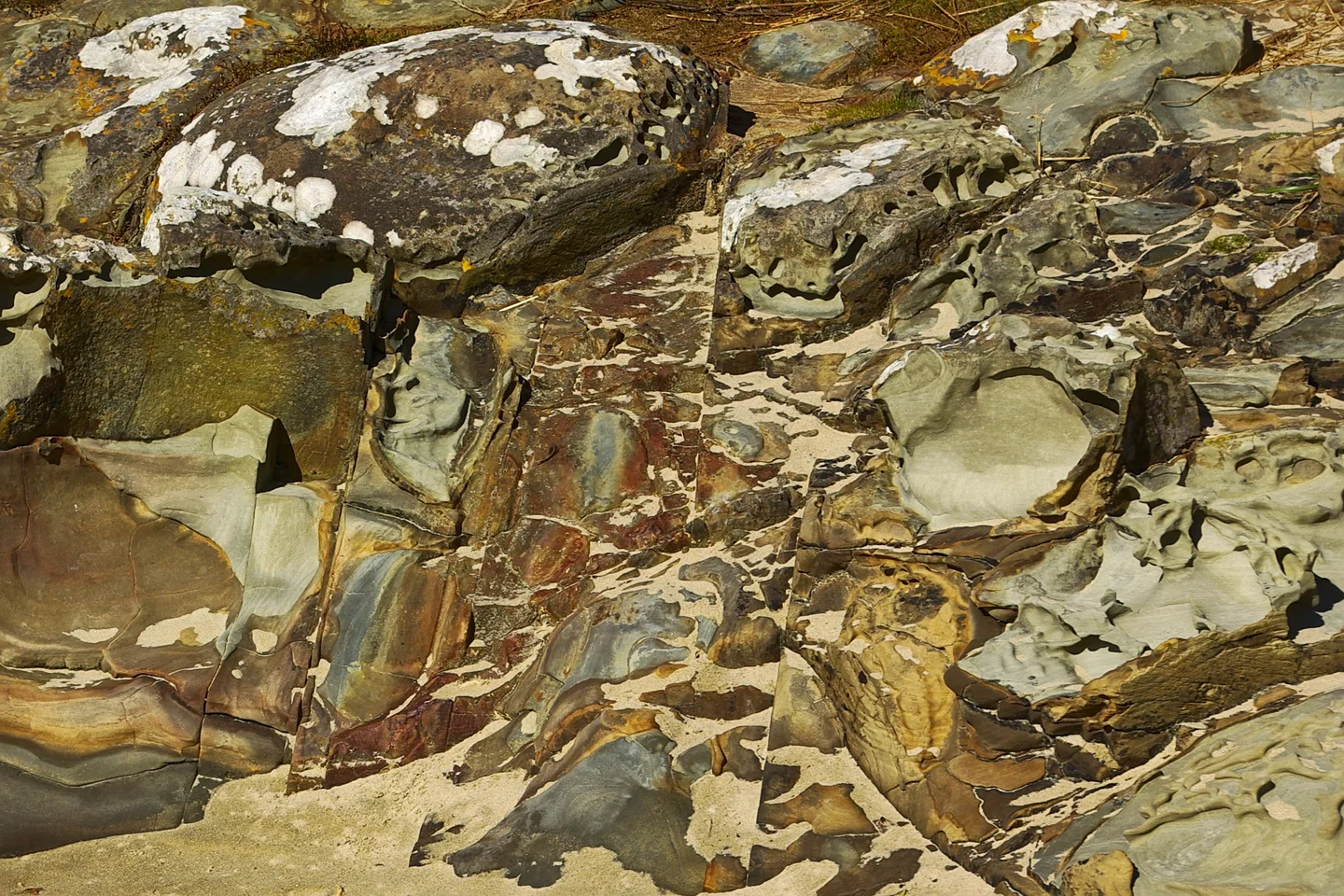 A dramatically weathered sandstone outcrop